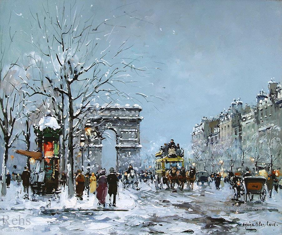 AB champs elysees hiver Parisien Peintures à l'huile